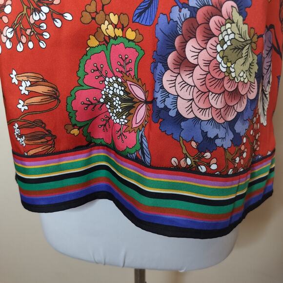 Express Halter Top Tank Floral Stripe Satin - Picture 3 of 10